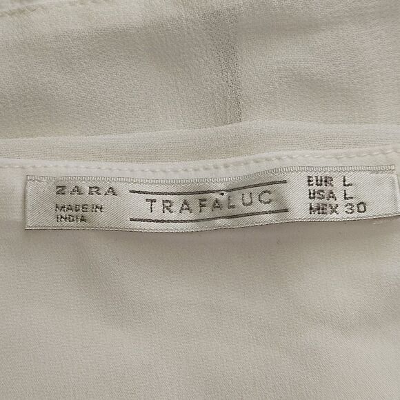 Zara Trafaluc Women's White Eyelet Ruffle Mini Dress Size Large Sleeveless - Picture 4 of 4